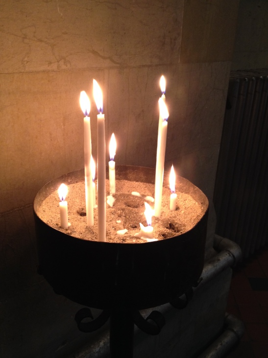 A sure sign that you're heading east - slim candles in sand, rather than tealights on a stand.  These were at the Anglican church - warm welcome from the priest and congregation.
